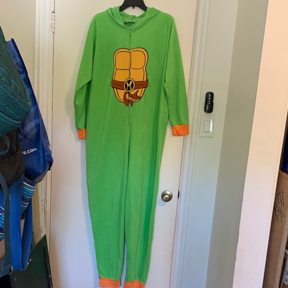 Mens TMNT One-Piece Pajama Romper - Michaelangelo